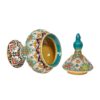 Handcrafted Persian Pottery Sugar Bowl with Lid - Minakari Enameled with Floral Design