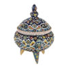 Handcrafted Persian Pottery Sugar Bowl with Lid - Minakari Enameled