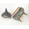 Handcrafted Persian Pottery Sugar Bowl with Lid - Minakari Enameled