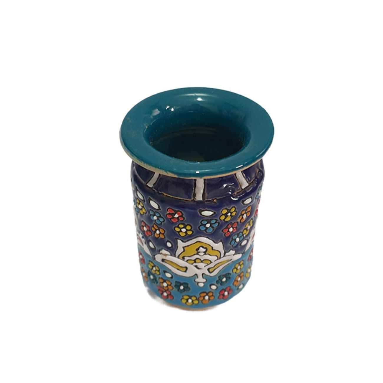 Handmade Persian Pottery Makeup Brush Holder with MinaKari Art