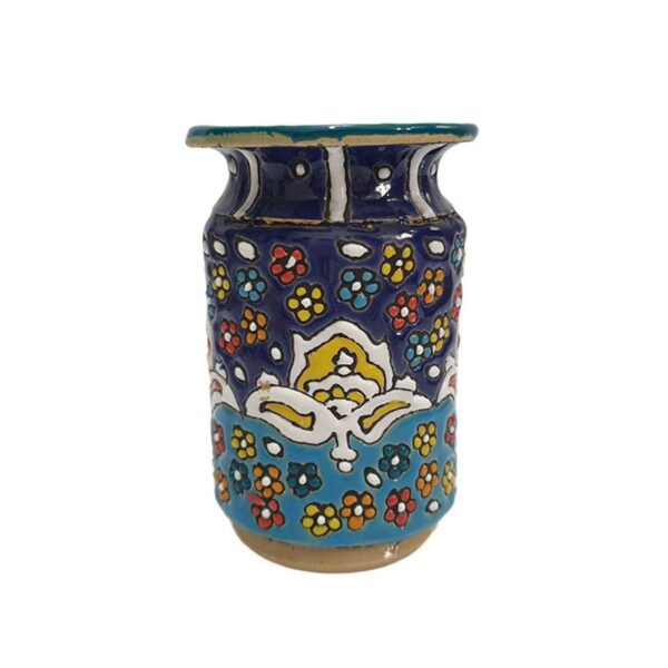 Handmade Persian Pottery Makeup Brush Holder with MinaKari Art