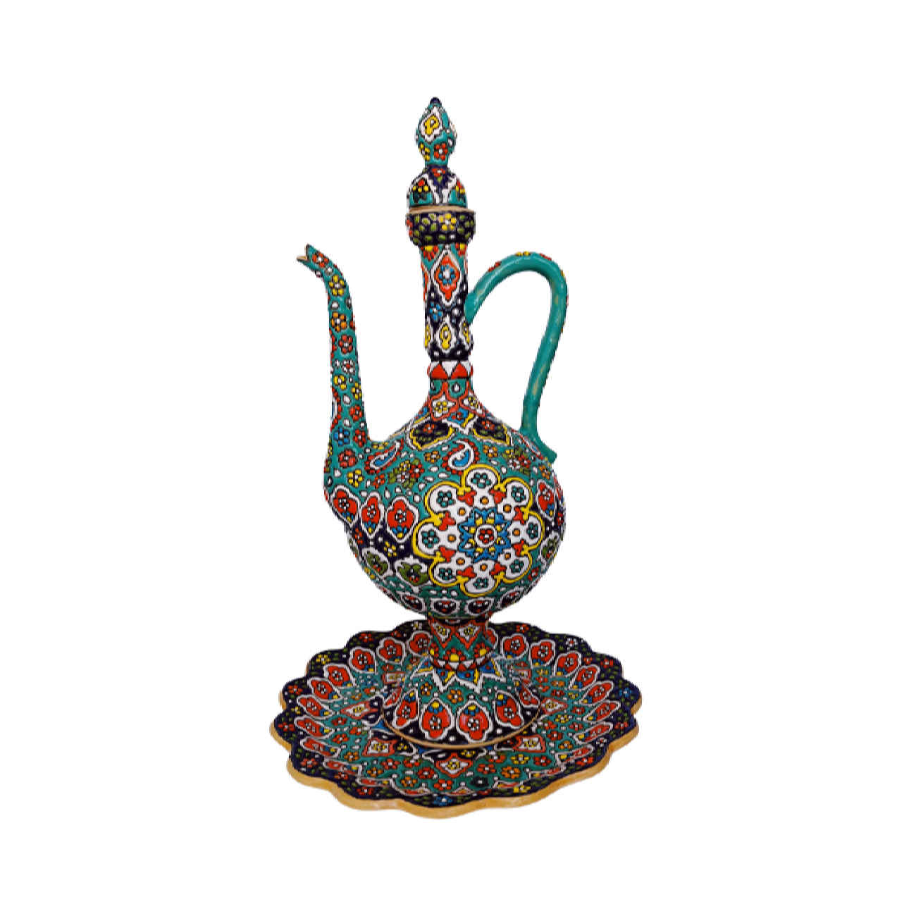 Persian Pottery Rosewater Sprinkler – Minakari Enameled