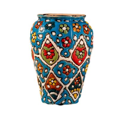Handcrafted Persian Pottery Pen Holder for Desk – Minakari Enameled