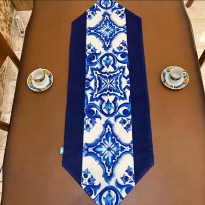 Persian Printed Table Runner with Velvet Eslimi Design