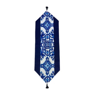 Persian Printed Table Runner with Velvet Eslimi Design