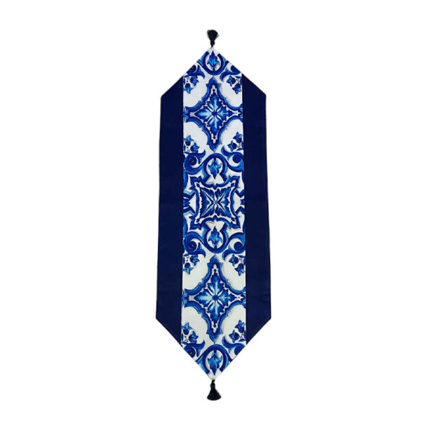 Persian Printed Table Runner with Velvet Eslimi Design