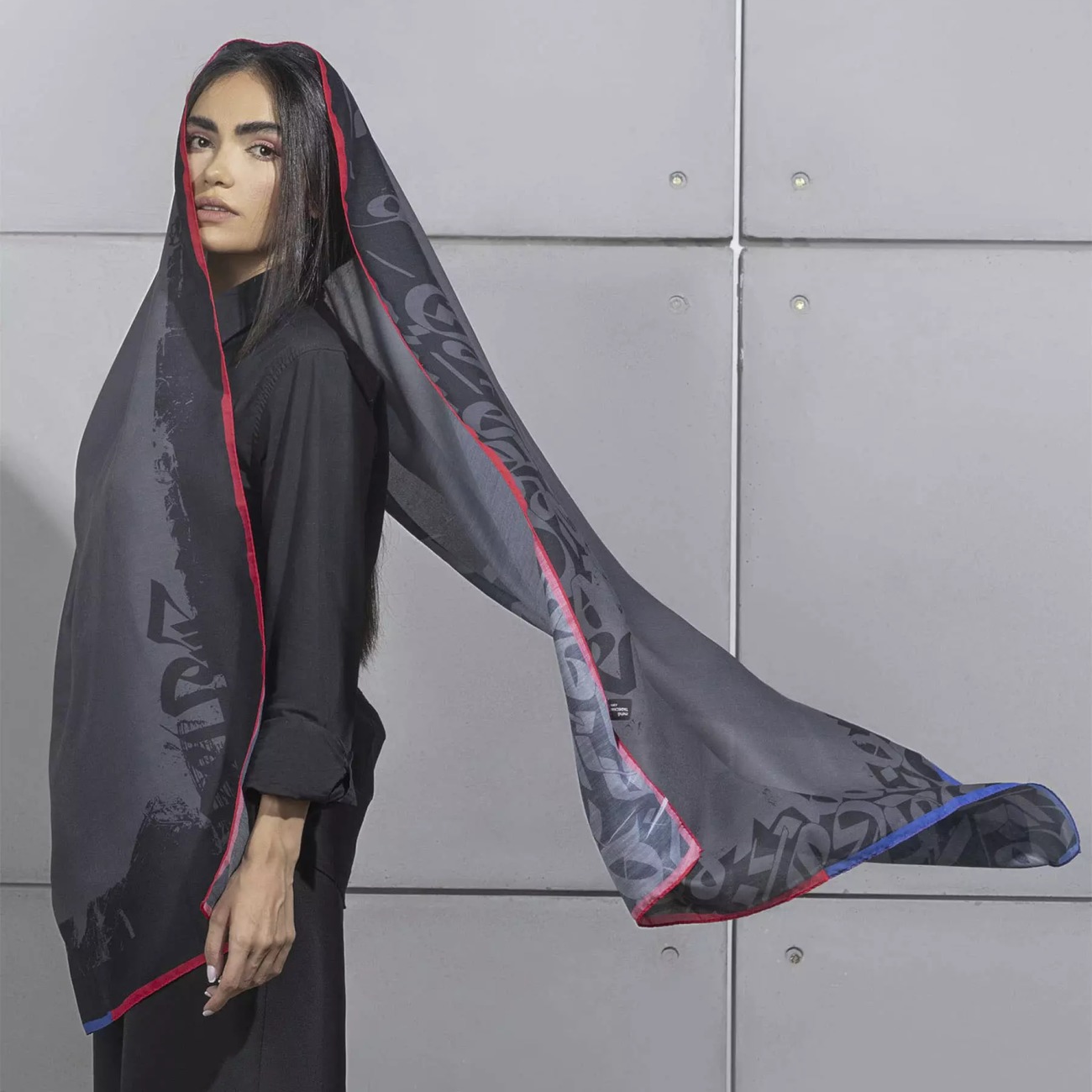 Persian Shawl with Calligraphy Print Design for Women