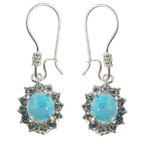 Persian Silver Earrings with Neyshabur Turquoise Stone