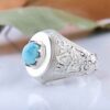 Persian Neyshabur Turquoise Silver Ring Handcrafted II
