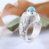 Persian Neyshabur Turquoise Silver Ring Handcrafted II