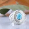 Persian Neyshabur Turquoise Silver Ring Handcrafted II