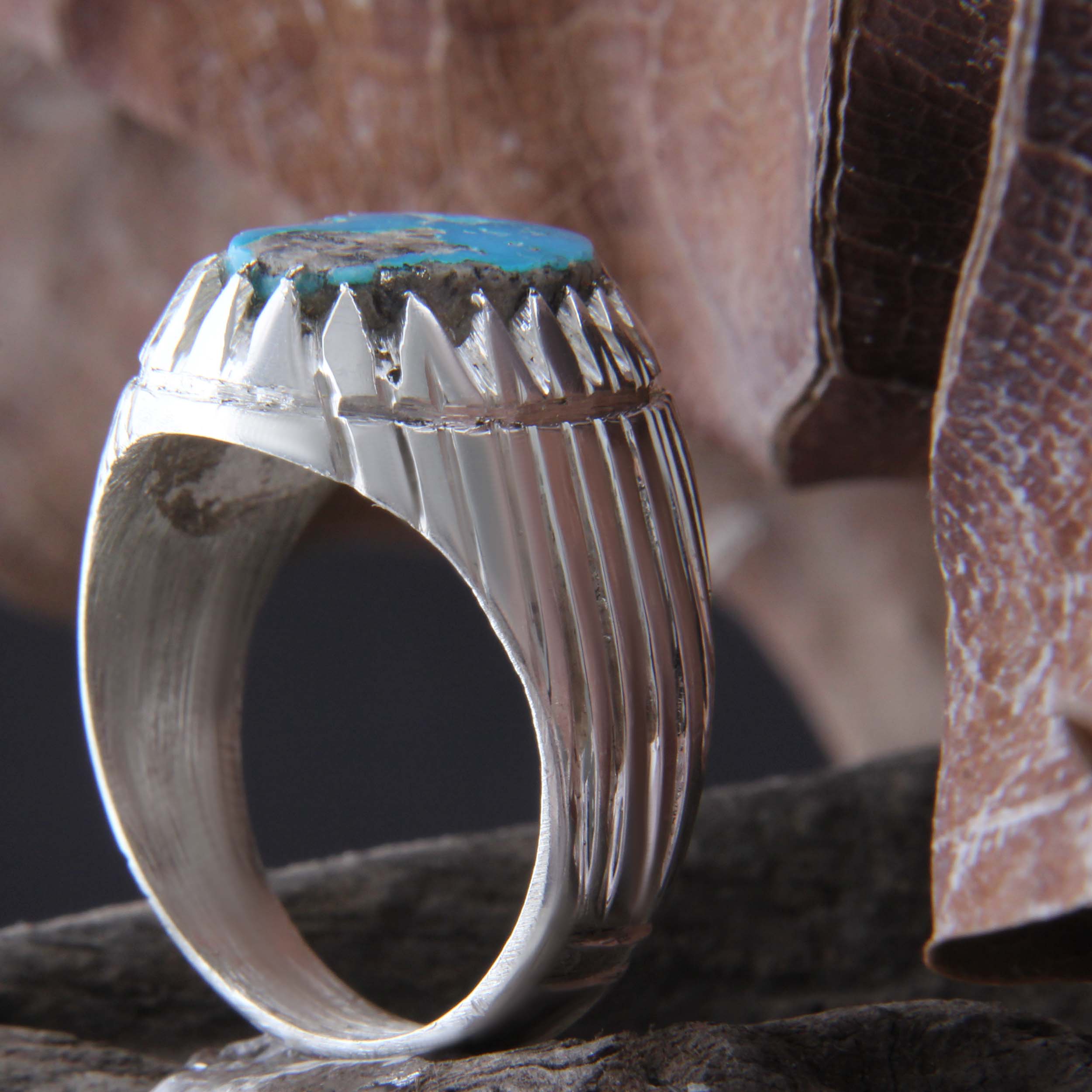 Persian Neyshabur Turquoise Silver Ring Handcrafted AM_4091