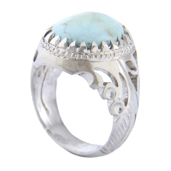 Persian Neyshabur Turquoise Silver Ring Handcrafted AM_4571