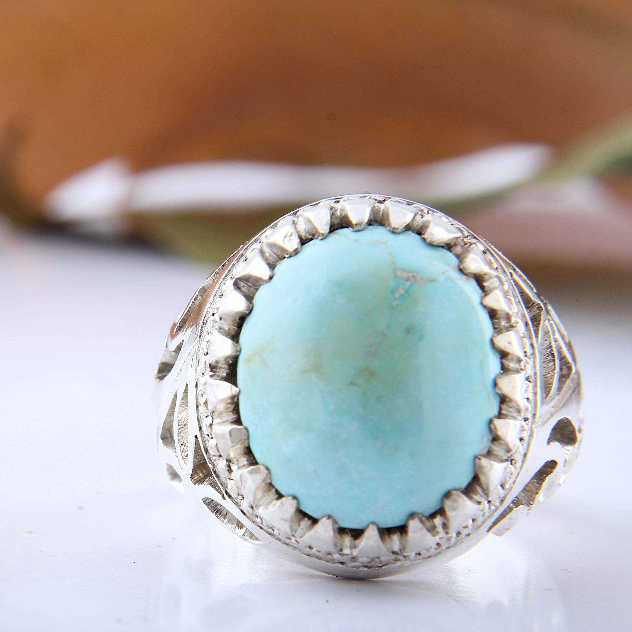 Persian Neyshabur Turquoise Silver Ring Handcrafted AM_4571