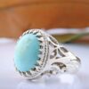 Persian Neyshabur Turquoise Silver Ring Handcrafted AM_4571