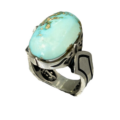 Persian Neyshabur Turquoise Silver Ring Handcrafted I