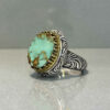 Persian Neyshabur Turquoise Silver Ring Handcrafted 92-2
