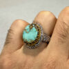 Persian Neyshabur Turquoise Silver Ring Handcrafted 92-2