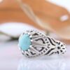 Persian Neyshabur Turquoise Silver Ring Handcrafted for Men AM_4605