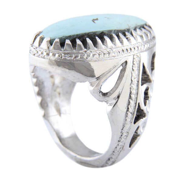 Persian Neyshabur Turquoise Silver Ring Handcrafted for Men