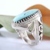 Persian Neyshabur Turquoise Silver Ring Handcrafted for Men