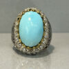 Persian Neyshabur Turquoise Silver Ring Handcrafted for Men