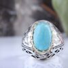 Persian Neyshabur Turquoise Silver Ring for Men Model Mirror Inlay
