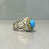 Persian Neyshabur Turquoise Silver Ring for Men Model Mirror Work
