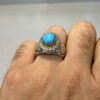 Persian Neyshabur Turquoise Silver Ring for Men Model Mirror Work