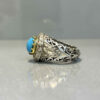 Persian Neyshabur Turquoise Silver Ring for Men Model Mirror Work
