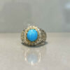 Persian Neyshabur Turquoise Silver Ring for Men Model Mirror Work