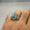 Persian Neyshabur Turquoise Silver Ring for Men Model Mirror Work