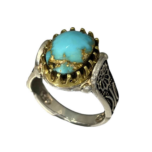 Persian Neyshabur Turquoise Silver Ring for Men Model Sport