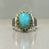 Persian Neyshabur Turquoise Silver Ring for Men Model Sport