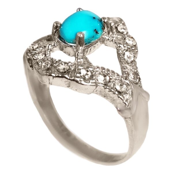 Persian Neyshabur Turquoise Silver Ring for Women Model Neyshabur