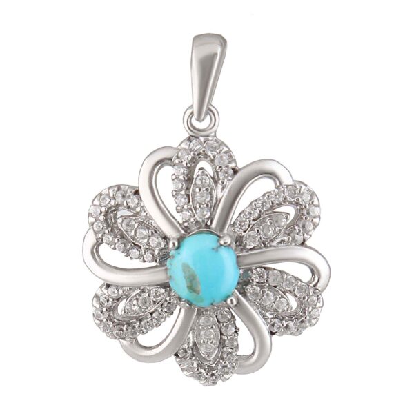Persian Silver Pendant Classic with Neyshabur Turquoise