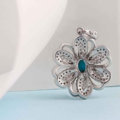 Persian Silver Pendant Classic with Neyshabur Turquoise