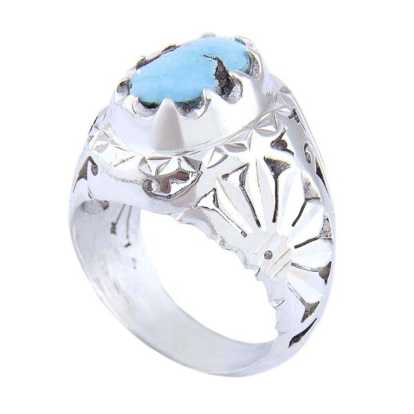 Persian Neyshabur Turquoise Silver Ring Handcrafted III
