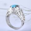 Persian Neyshabur Turquoise Silver Ring Handcrafted III