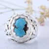 Persian Neyshabur Turquoise Silver Ring Handcrafted III