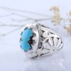Persian Neyshabur Turquoise Silver Ring Handcrafted III