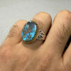 Persian Neyshabur Turquoise Silver Ring Handcrafted