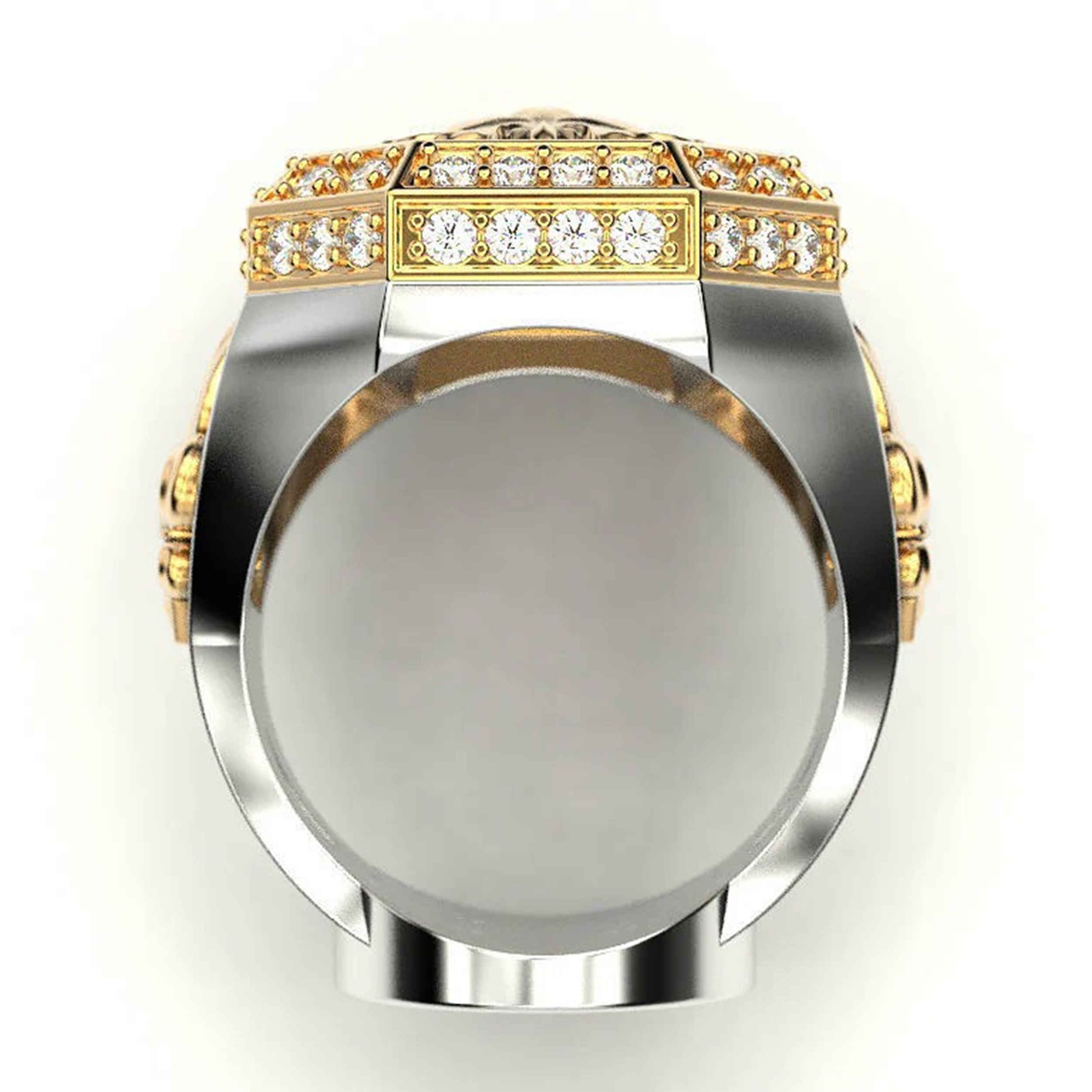 Sterling Silver Lion Face Engraved Signet Ring for Men