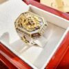 Sterling Silver Lion Face Engraved Signet Ring for Men