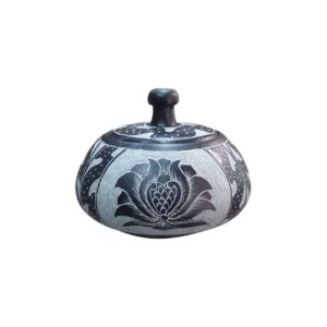 Handcrafted Stone Sugar Bowl with Lid – Artistic Floral Design