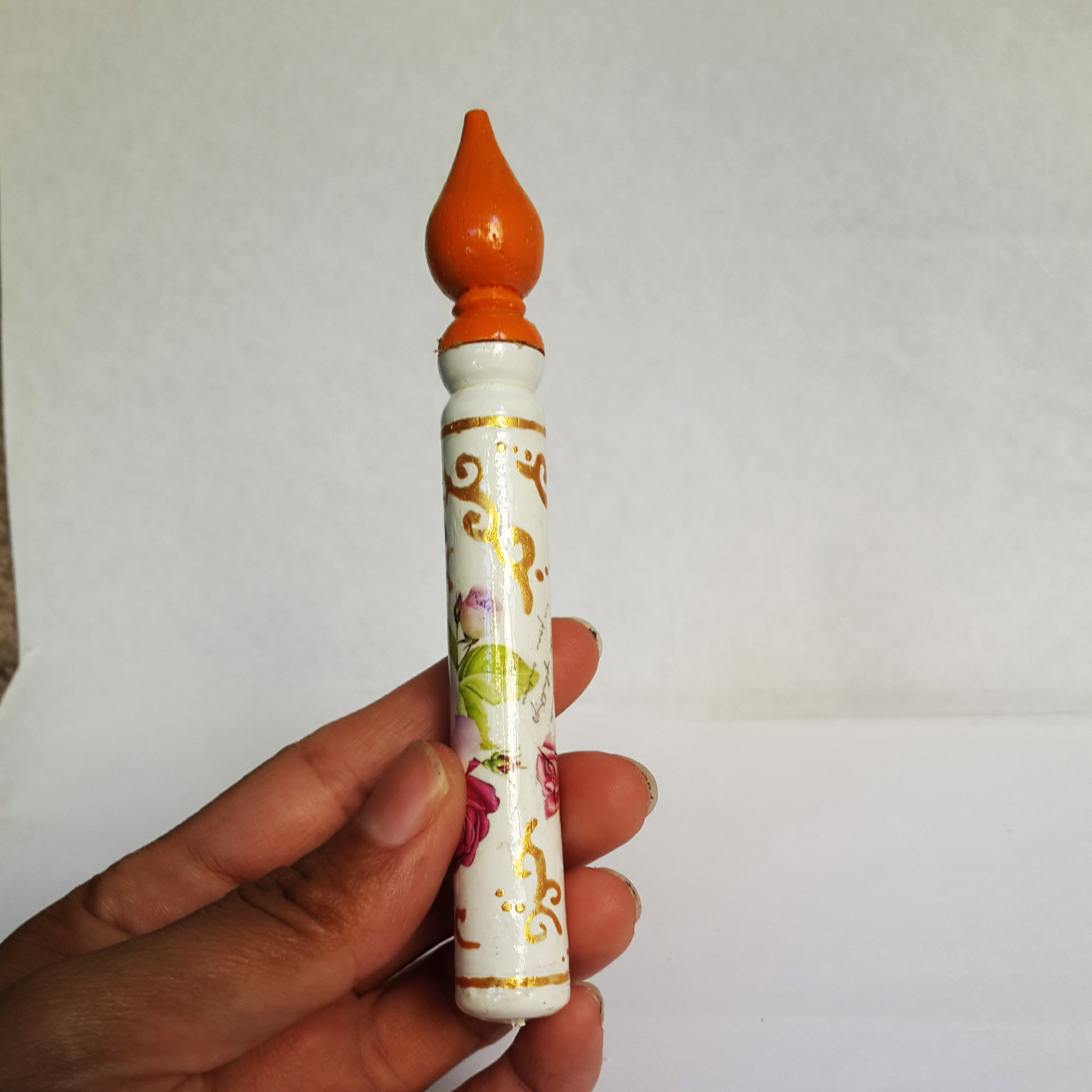 Persian Surma Dani Container for Keeping Kohl Made of Wood Floral (x2)