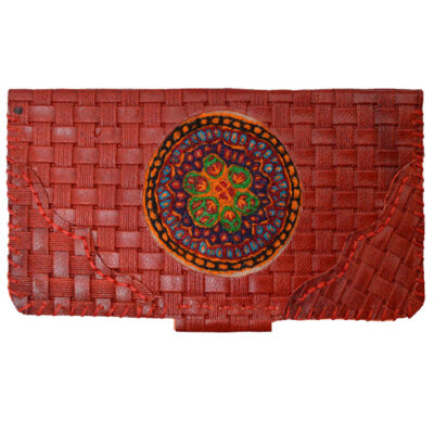 Persian Woven Leather Wallet for Women with Pateh Design