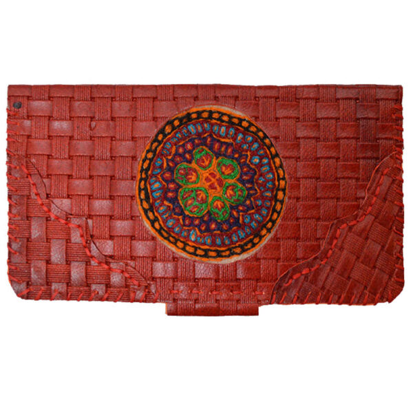 Persian Woven Leather Wallet for Women with Pateh Design