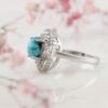 Persian Neyshabur Turquoise Silver Ring Handcrafted Rhodium Plated