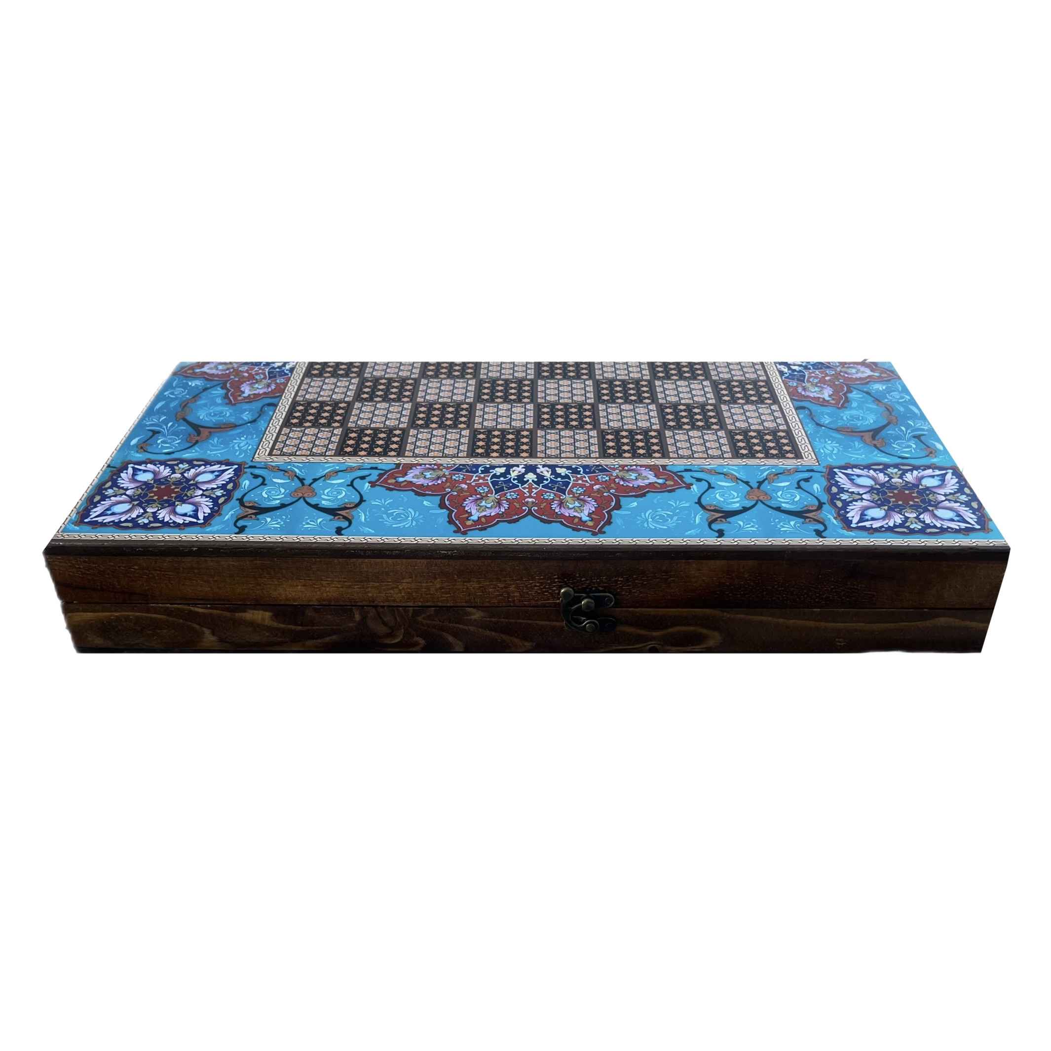 Persian Inlaid Wooden Marquetry Chess Board with Traditional Design